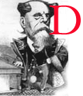 decoriated initial D with portrait of Dickens