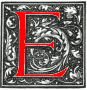 decorated initial 
'E'