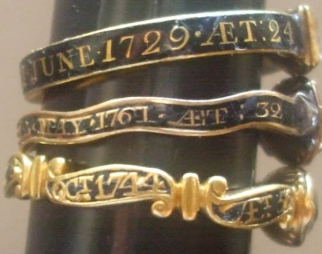 Three eighteenth-century gold and enamel mourning rings
