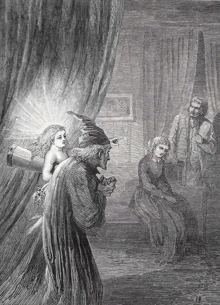 &quot;Scrooge Extinguishes the First of The Three Spirits&quot; by John Leech — fourth illustration for &quot;A