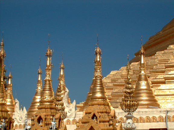 Golden spires of the small stupas