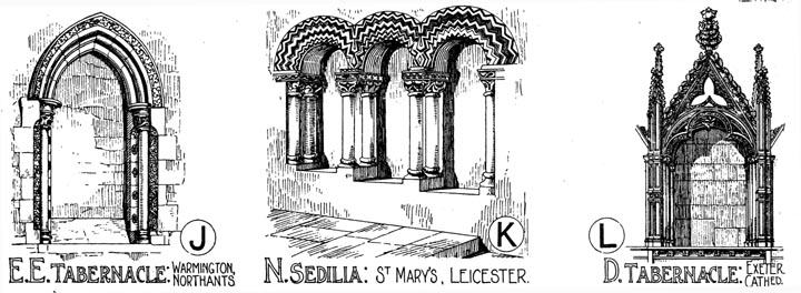 Examples of English Gothic Design — Tabernacles and a Sedilia, drawn by ...