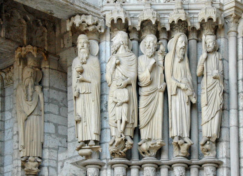 Old Testament types on the North Porch of Chartres Cathedral, Chartres,  France