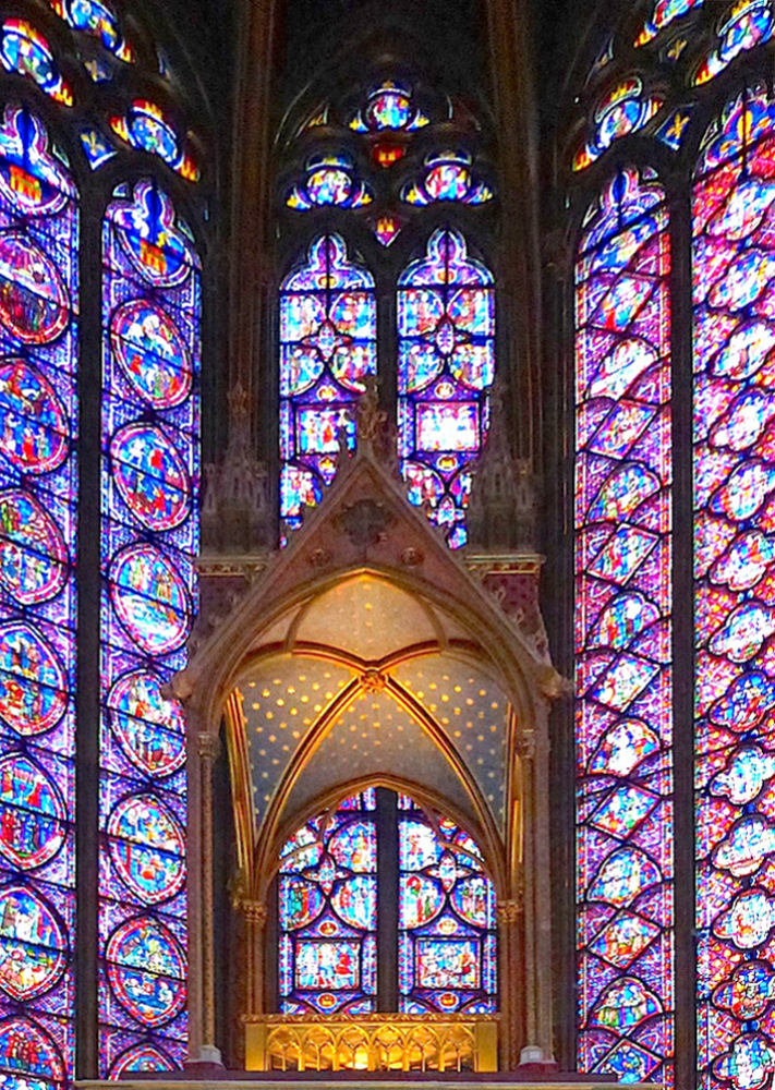 close up sainte chapelle stained glass