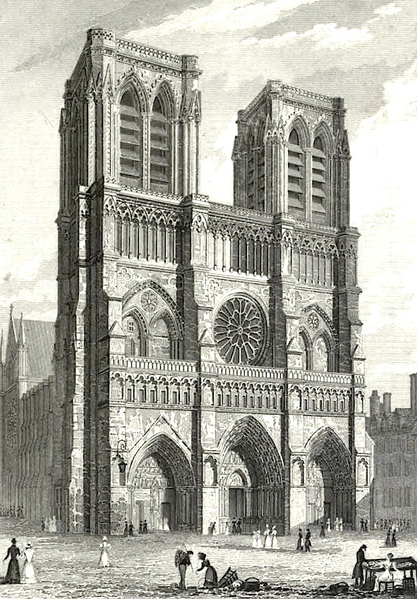 Auguste Pugin's drawing of Notre-Dame, 1827