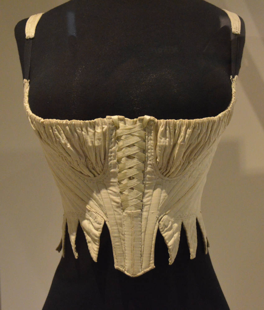 Whalebone corset constructed from stretched tape. Britain, late 19th  century