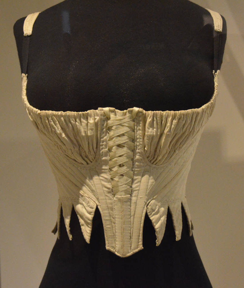 Whalebone corset constructed from stretched tape. Britain, late