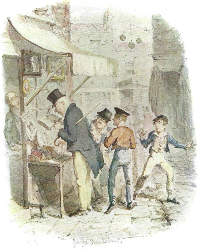 1885 illustration - Oliver Twist The story of an orphan Oliver Twist, who  is sold into apprenticeship with an undertaker. After escaping he travels  to London, where he meets the Artful Dodger