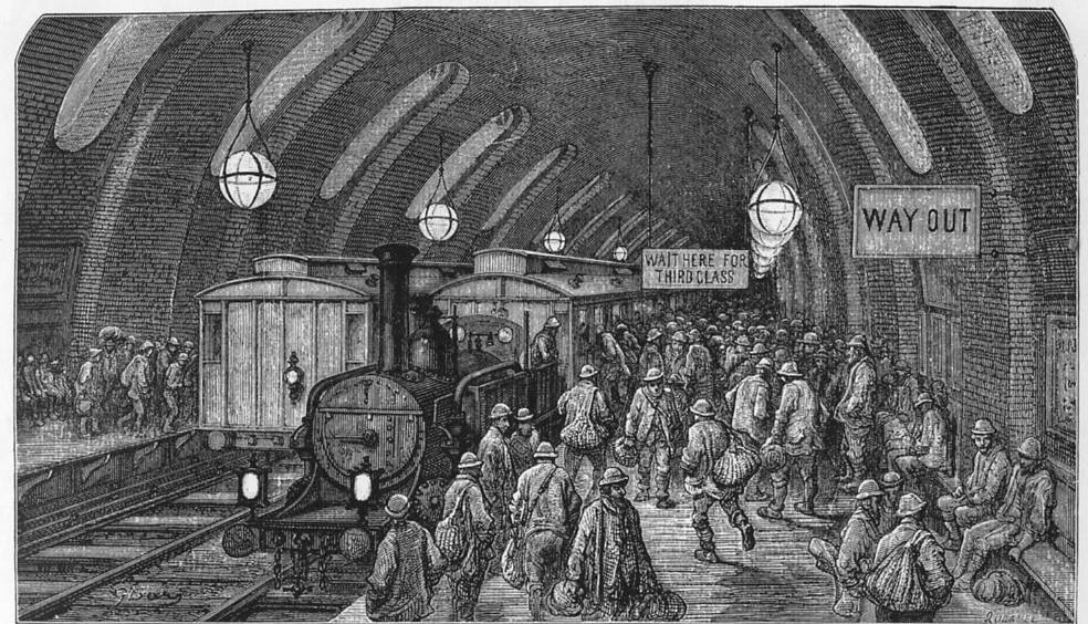 london underground in victorian times clipart