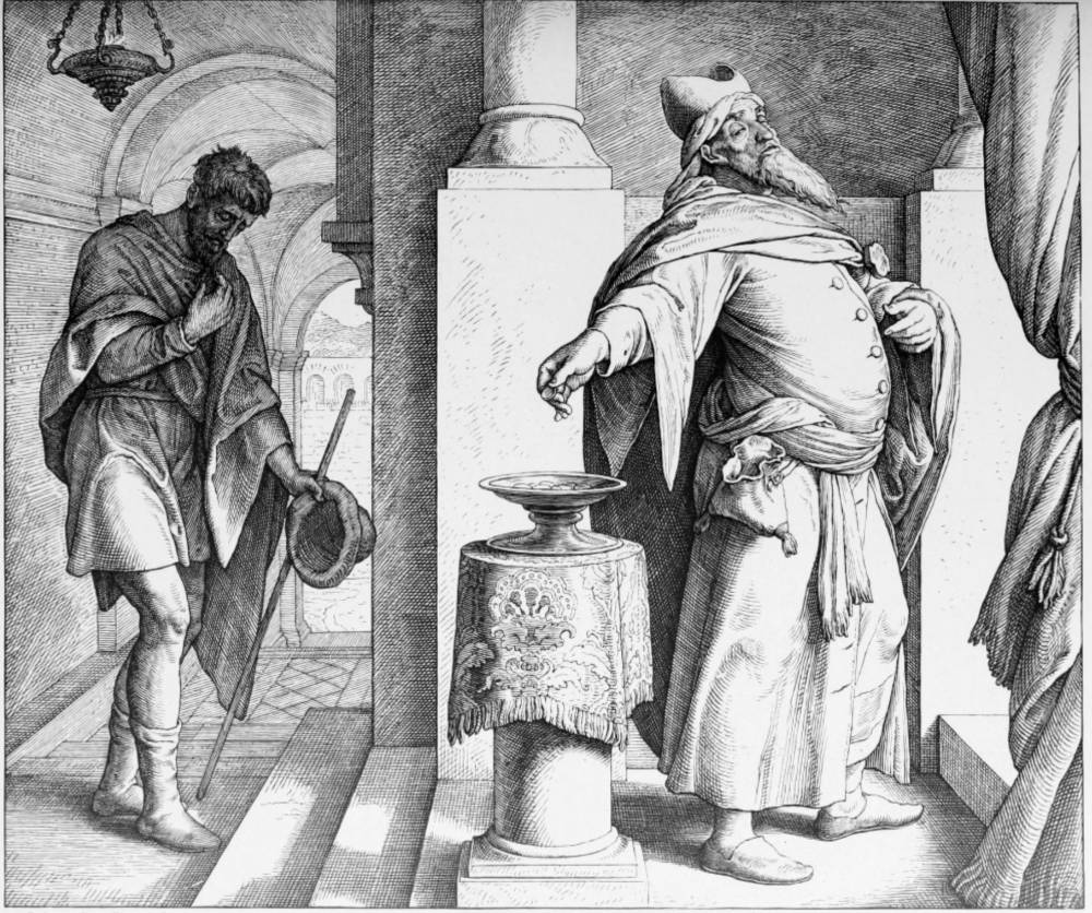 The Parable of the Pharisee and the Tax Collector” by Julius Schnorr von  Carolsfeld (1794–1872).