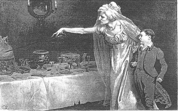 18 Illustrations depicting Miss Havisham from Dickens's "Great Expectations"