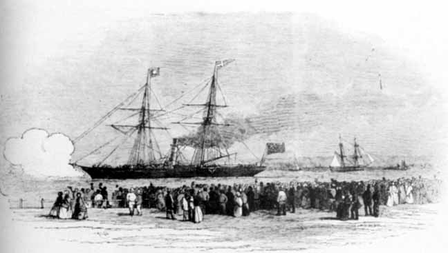 Prince of Wales Steam-Ship Leaving Blackwall with Navvies for the Crimea