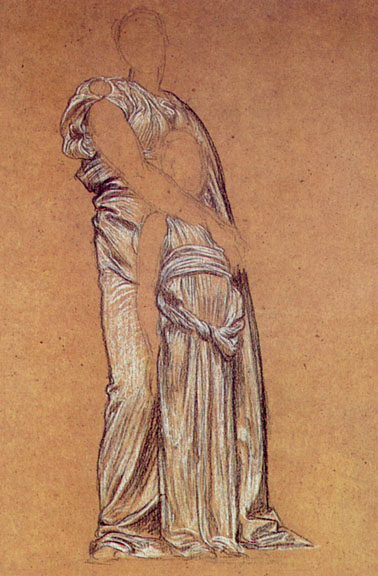Study of standing two draped female figures