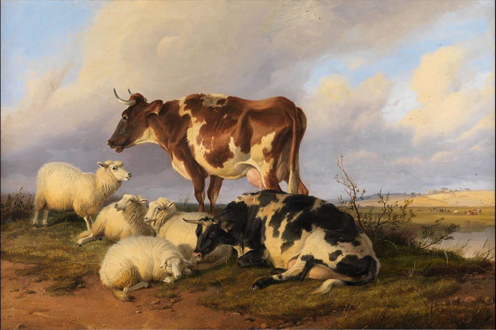 Sheep and Cattle on the Marshes
