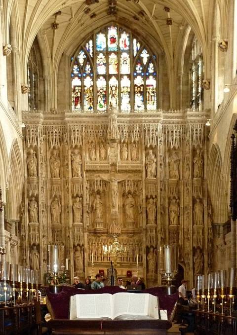 Interior of Winchester Cathedral, showing the Great Screen