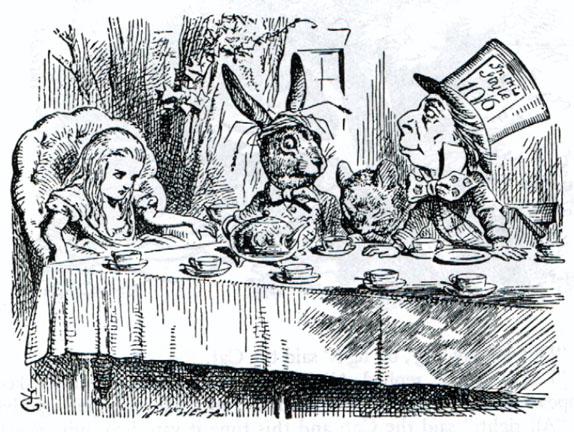 Alice at the Mad Hatter's tea party