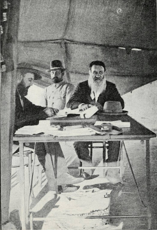 General Joubert with son-in-law, Malan, and his Secretary Bracht, in his tent before Ladysmith