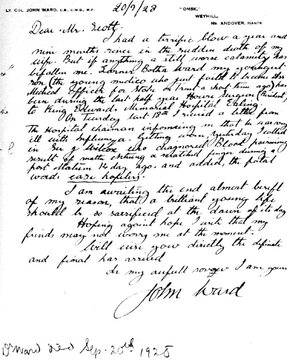 Letter by John Ward