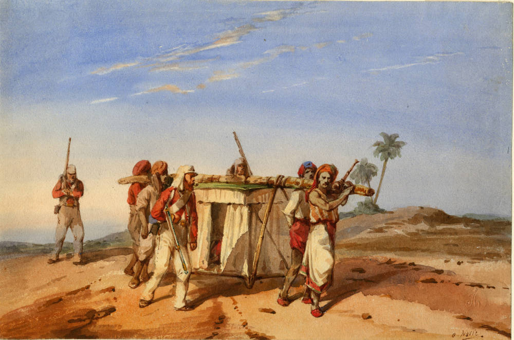 Carrying a wounded officer, Indian Mutiny