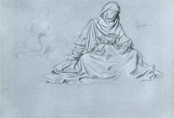Study of a young woman seated on the ground