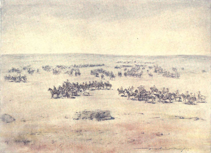 Lord Roberts and staff watching the Battle of Osfontein