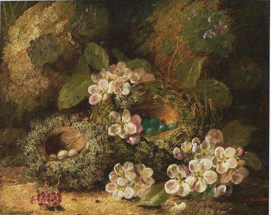 Primroses and Birds's Nests on a Mossy Bank
