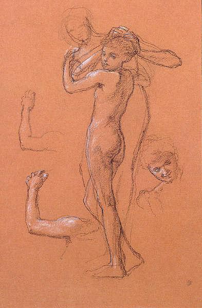 Study of a Nude Girl being attended by a Female figure