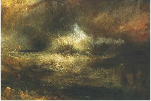 Stormy Sea with Blazing Wreck