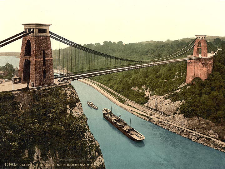 Clifton suspension bridge from the north east cliffs, Bristol,  England